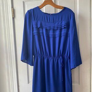 Gabby Skye Blue Dress with scalloped front